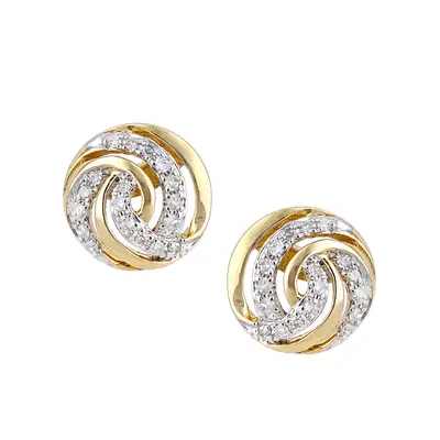 Jewelco London 9ct Yellow Gold Round 8pts Diamond Circle Stud Earrings - DE1AXL621Y