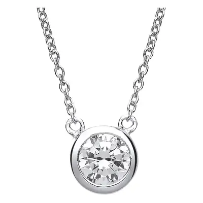 Jewelco London Ladies Sterling Silver Cubic Zirconia Donut Solitaire Charm Necklace + inch - GVK