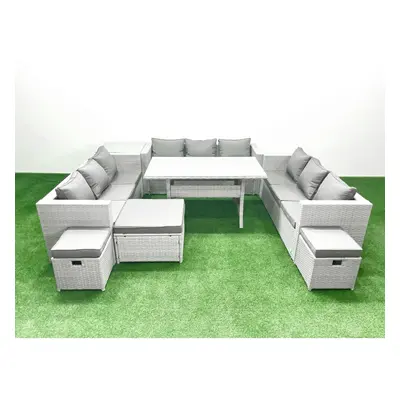 Fimous Rattan Garden Outdoor Furniture Set Seater Garden Sofa Rectangulr Dining Table Set with F