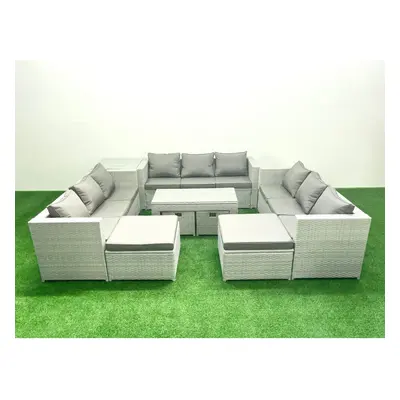 Fimous Outdoor Rattan Garden Furniture Set with Grey Cushions Luxury Seater with Coffee Table an