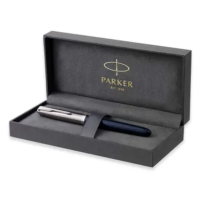 Parker Fountain Pen | Midnight Blue Barrel with Chrome Trim | Fine Nib with Black Ink Cartridge 