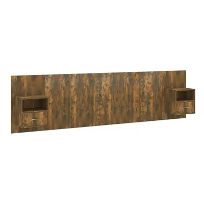 vidaXL Bed Headboard with Cabinets Smoked Oak Engineered Wood Wall Nightstand