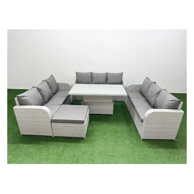 Fimous PE Rattan Lounge Sofa Set Seater Outdoor Garden Furniture Set with Adjustable Lifting Din