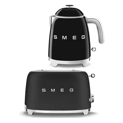 (black) Smeg Mini Kettle and Two-Slice Toaster Bundle