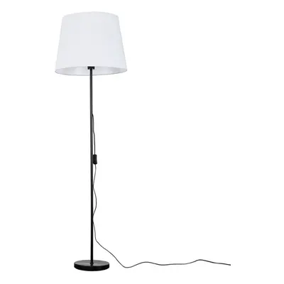 Modern Standard Floor Lamp in a Black Metal Finish with an Extra Large White Tapered Light Shade