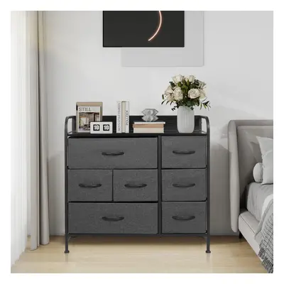 (Grey) Drawer Fabric Chest of Drawers 3-Tier Storage