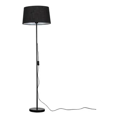 Modern Standard Floor Lamp in a Black Metal Finish with a Black Tapered Shade