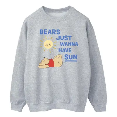 (L, Sports Grey) Disney Mens Winnie The Pooh Bears Just Wanna Have Sun Sweatshirt