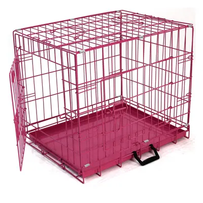 Dog Puppy Metal Training Cage in Pink 30in Easipet