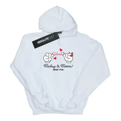 (L, White) Disney Womens/Ladies Mickey Mouse Love Hands Hoodie