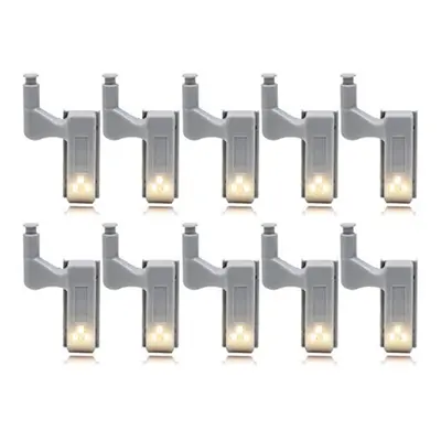 (white) 10Pcs LED Smart Touch Induction Cabinet Light Cupboard Inner Hinge Lamp Sensor Night for