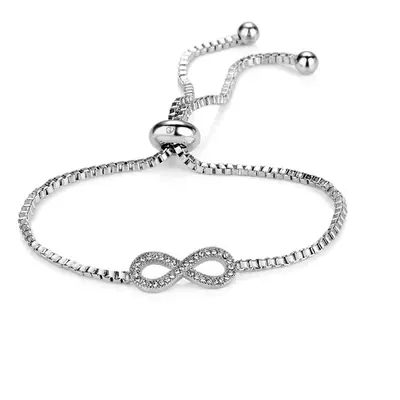 Silver Plated Infinity Friendship Bracelet Created with Swarovski Crystals