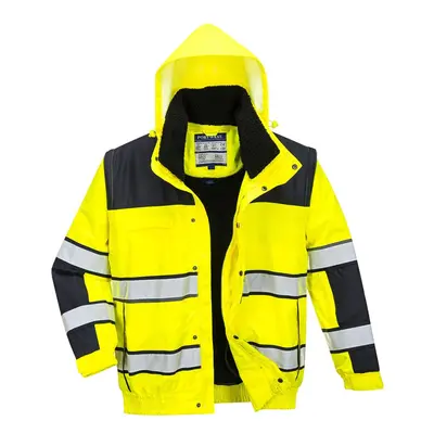 (XL, Yellow/Black) Portwest Mens Classic In Hi-Vis Winter Bomber Jacket