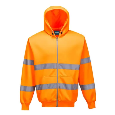 (M, Orange) Portwest Mens Hi-Vis Safety Full Zip Hoodie