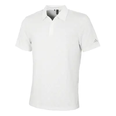 (M, White) adidas Golf Mens U365T HEAT.RDY UPF 50+ Jacquard Button Polo Shirt