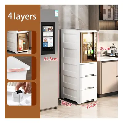 (white, Style B M) Bathroom Storage Cabinet 2/3/4 Layers, Kitchen Storage Cabinet, Toilet Storag