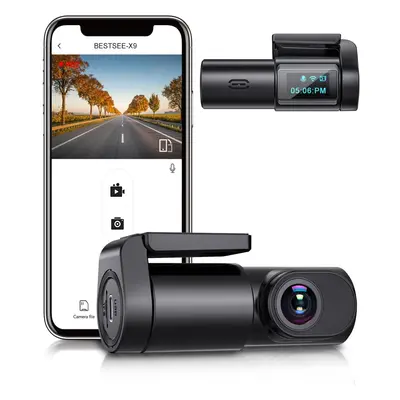 (black) Front Dash Cam, 1080P Mini Car WiFi Dash Cam, Car Camera with 0.96 Inch Mini Screen Park