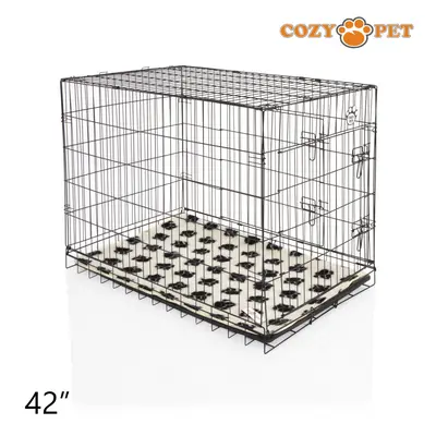 Dog Cage 42'' by Cozy Pet Puppy Crate Pen Inc Vet Bed DCP42B + VB42C