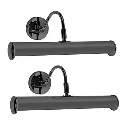 MiniSun Pair of Modern Adjustable Twin Picture Wall Light in A Black Chrome Finish - Complete wi