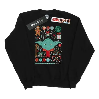 (M, Black) Star Wars Mens Yoda Christmas Sweatshirt