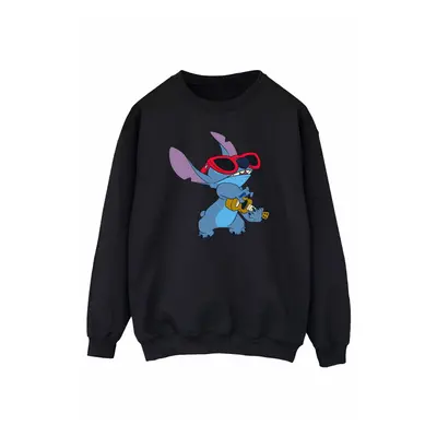 (S, Black) Disney Mens Lilo And Stitch Guitar Sweatshirt