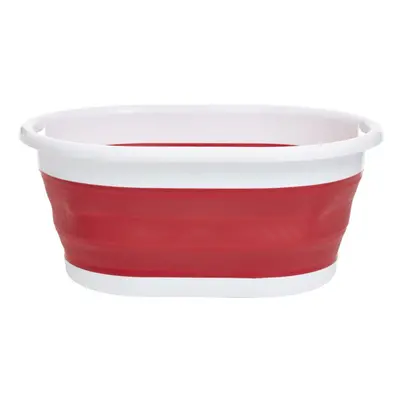 Collapsible Red White Laundry Basket Ergonomic Cut-out Handles