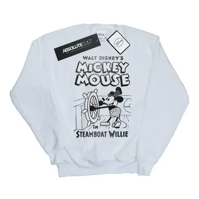 (S, White) Disney Womens/Ladies Mickey Mouse Steamboat Willie Sweatshirt