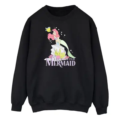 (M, Black) Disney Mens The Little Mermaid Faded Nostalgia Sweatshirt