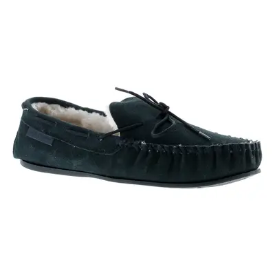 (Navy, (Adults')) Hush Puppies Allie leather Womens Moccasin Memory Foam Faux Fur navy UK Size