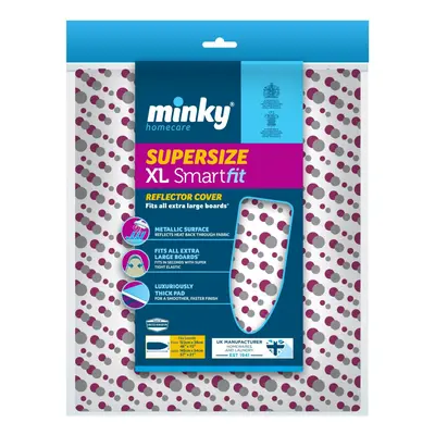 Minky Supersize Smartfit Reflector Ironing Board Cover, fits boards up to x 54cm, White/Purple