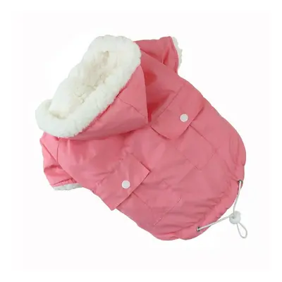 (Pink, S) Dog Clothes Autumn And Winter Plus Velvet Winter Warm Pet T-shirt