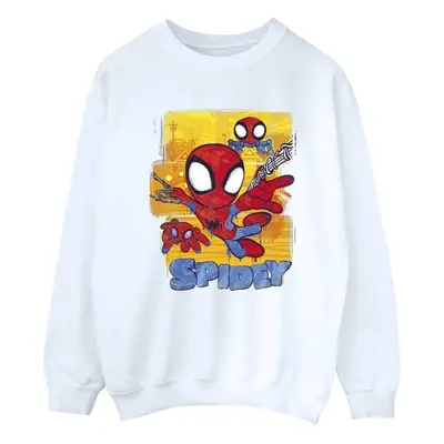 (S, White) Marvel Womens/Ladies Spidey And His Amazing Friends Flying Sweatshirt