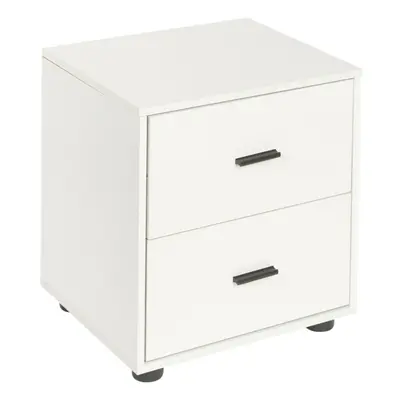 (White, 2) Wooden Nightstands with Drawers Bedside Table