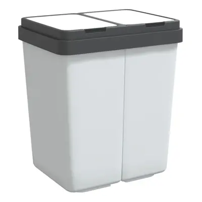 vidaXL Dual Bin Dual Compartment Rubbish Bin Waste Recycling Basket White 2x25