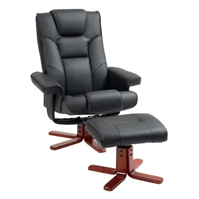 HOMCOM Reclining Armchair with Footstool and Adjustable Backrest, Black