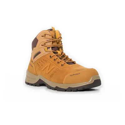 (US Width:4E) New Balance Mens Contour Steel Toe Cap Safety Work Boots with Zip - Wheat