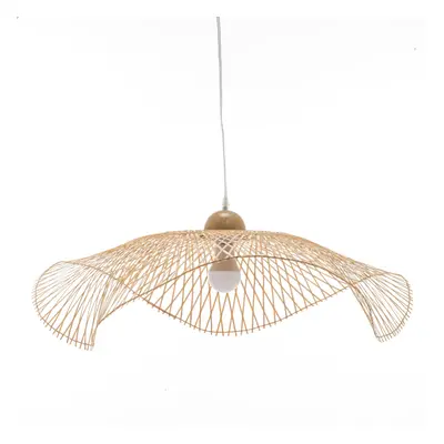 Serene Natural Hand-Woven Bamboo Wave Pendant Lamp Light - Large