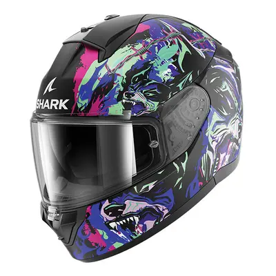 (XS) Shark Ridill Full Face Helmet Raging Beast Black / Violet / Green