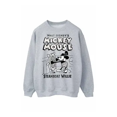 (S, Sports Grey) Disney Womens/Ladies Mickey Mouse Steamboat Willie Sweatshirt