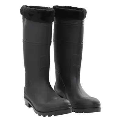 (with socks, 44) vidaXL Rian Boots Waterproof Wellies Wellingtons Boots Garden Shoes Black PVC