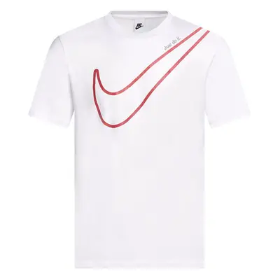 (XL) Nike Large Logo T-Shirt Men's White/Red Top