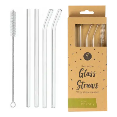 GLASS Drinking Straws Eco Friendly Cleaning Brush Party Use Shake Straw Pack Of