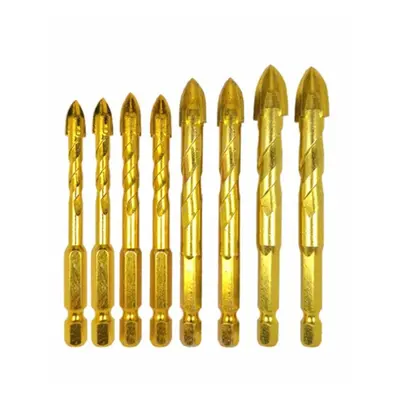 (8pcs) 4/6/8Pcs 1/4 Inch Hex Shank Twist Glass Bits Set Titanium Ceramic Drilling 6-12mm Tile Co