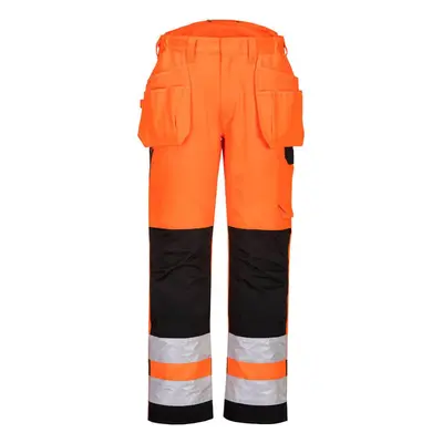 (34R, Orange/Black) Portwest Mens PW2 Hi-Vis Holster Pocket Safety Trousers