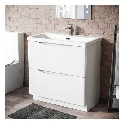 Modern 800mm Freestanding Gloss White Basin Vanity Sink Drawer | Merton