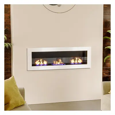 (120CM White) Indoor Bio Ethanol Fireplace Realistic Flame