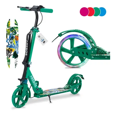 AREBOS kick scooter with LED city scooter kids scooter adult scooter green