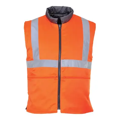 (M, Orange) Portwest Mens Reversible Hi-Vis Body Warmer