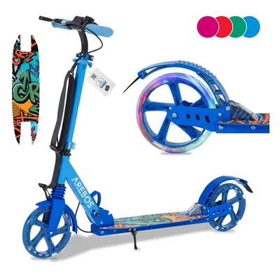 AREBOS kick scooter with LED city scooter kids scooter adult scooter Blue