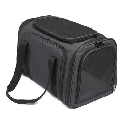 (black, L) Cat Carrier Outdoor Portable Handheld Pet Bag Foldable Expandable Pet Backpack Breath